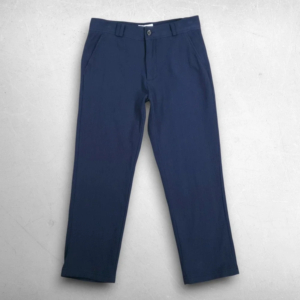 I Love Ugly Cropped Seersucker Kobe Pants Men M Blue Textured Lightweight Casual